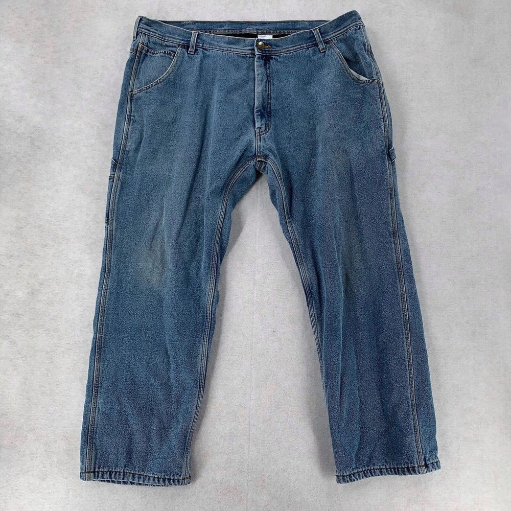 Key Flannel Lined Carpenter‎ Jeans Straight Leg Blue Denim Mens 42 X 30